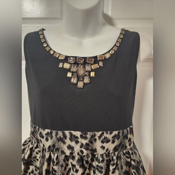 Laura Petites Dress Leopard Print Embellished Empire Waist Women’s Size 12P - Picture 8 of 12